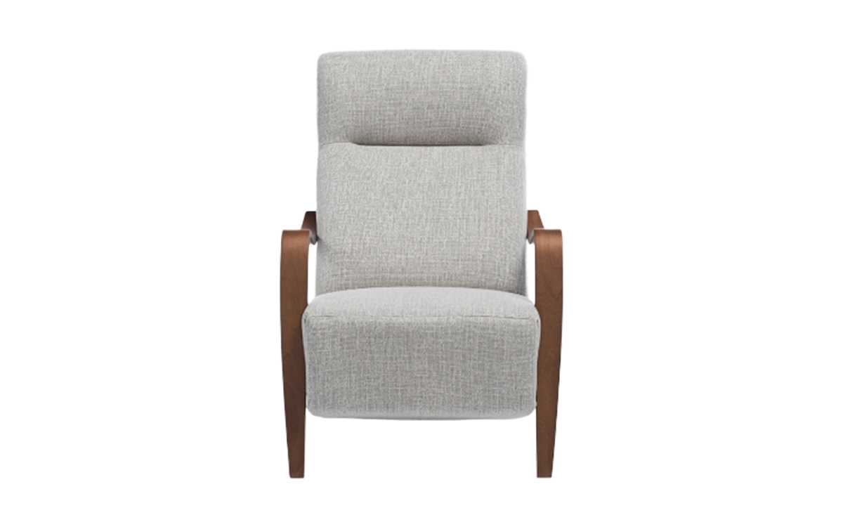 sillón relax estilo nórdico con reposapiés eléctrico y patas de madera elegante