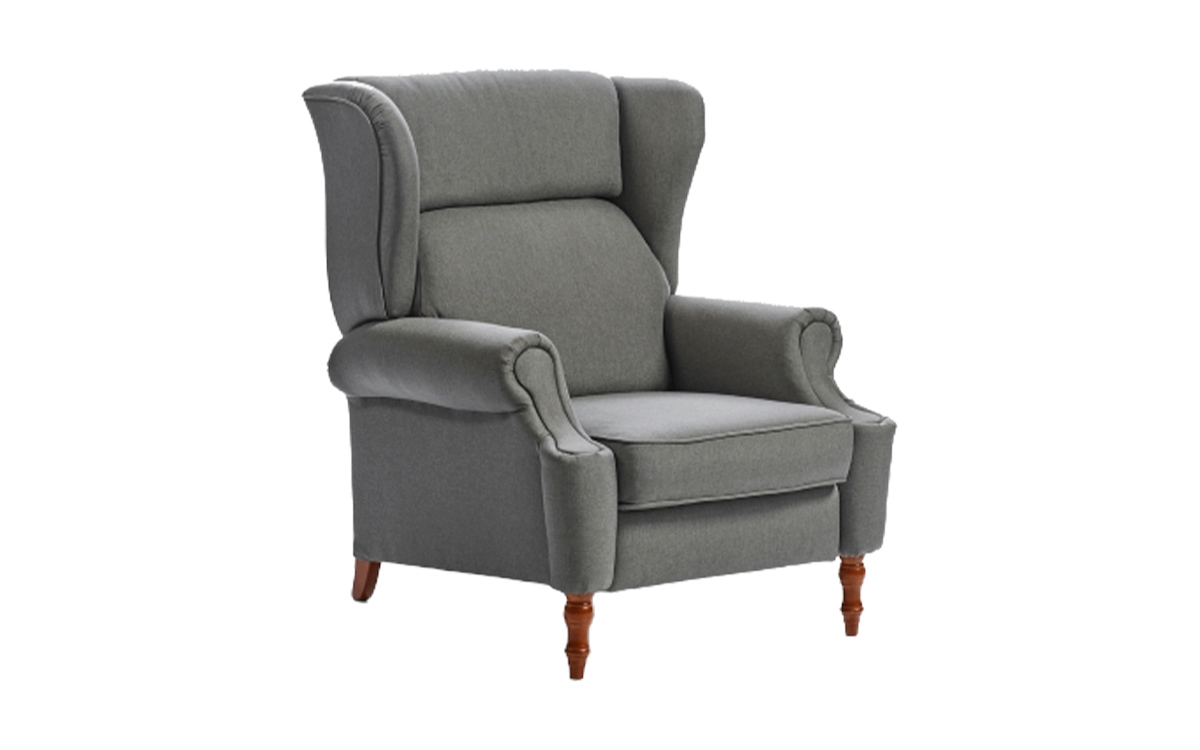 sillón relax reclinable clásico con patas de madera y gran confort