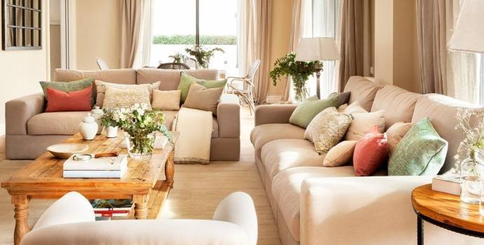 Ideas para colocar dos sofás en un salón