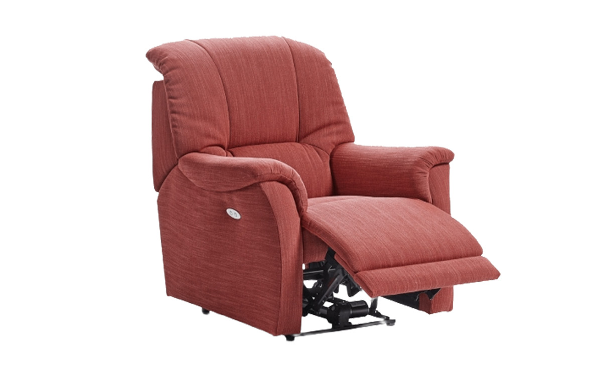 sillón reclinable mullido con respaldo envolvente y sistema pared cero