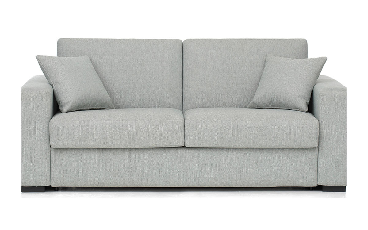 Sofá Cama 140x200 con Colchón Viscoelástico y Apertura Italiana para Espacios Pequeños. Diseño frontal.