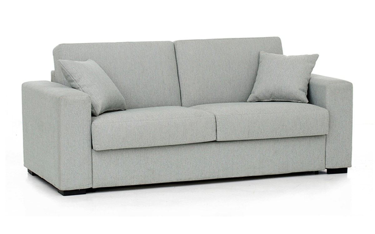 Sofá Cama 140x200 con Colchón Viscoelástico y Apertura Italiana para Espacios Pequeños. Diseño con perspectiva.