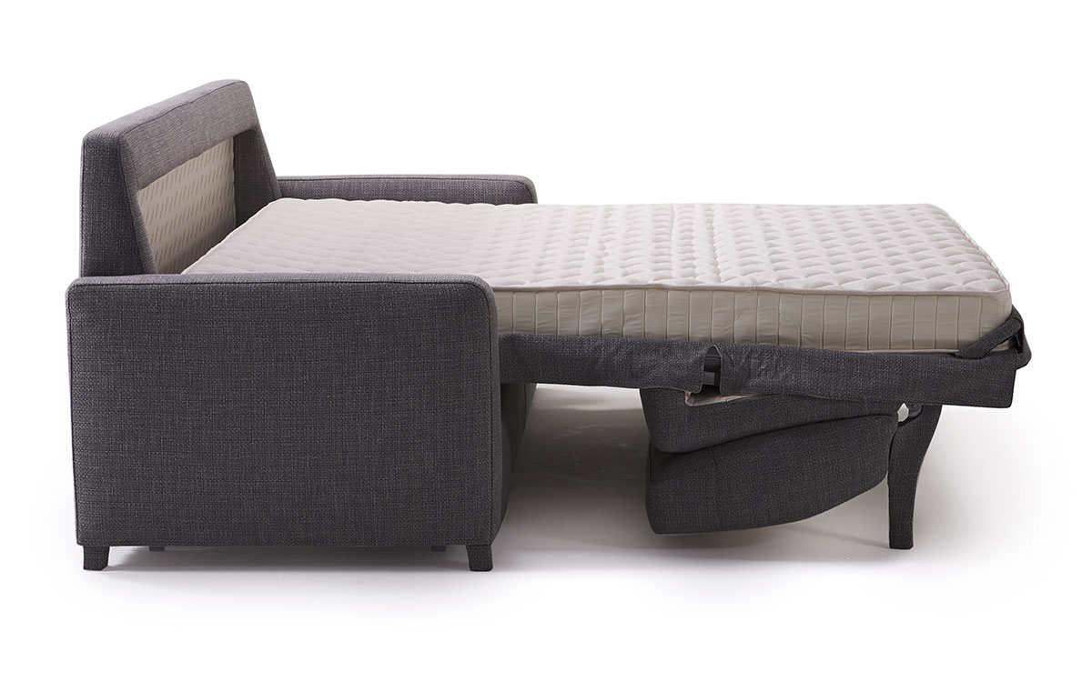 Sofá cama 180x200, colchón HR de alta densidad y látex, diseño italiano elegante, cómodo para uso diario, desenfundable, desmontable y fácil de abrir sin quitar almohadones. Diseño abierto.
