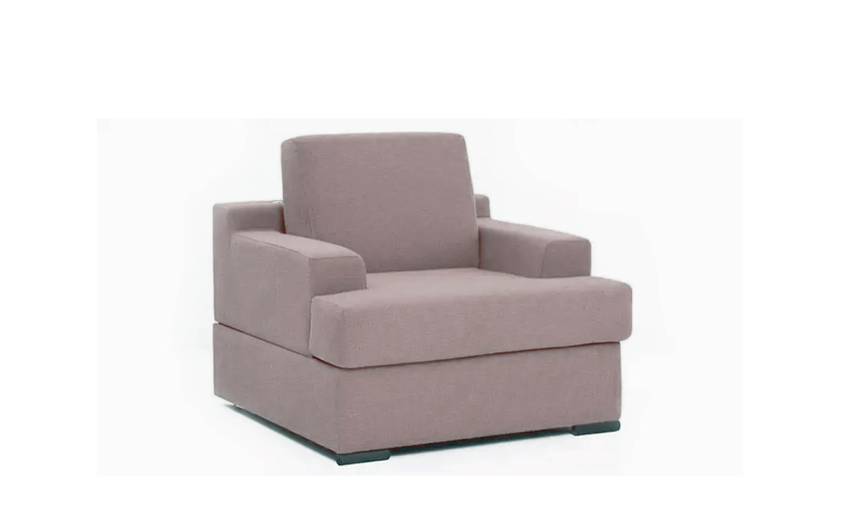 Sillón cama de 80x190 con fácil apertura, colchón HR y hueco para almohadas. Ideal para espacios pequeños. Diseño con perspectiva.