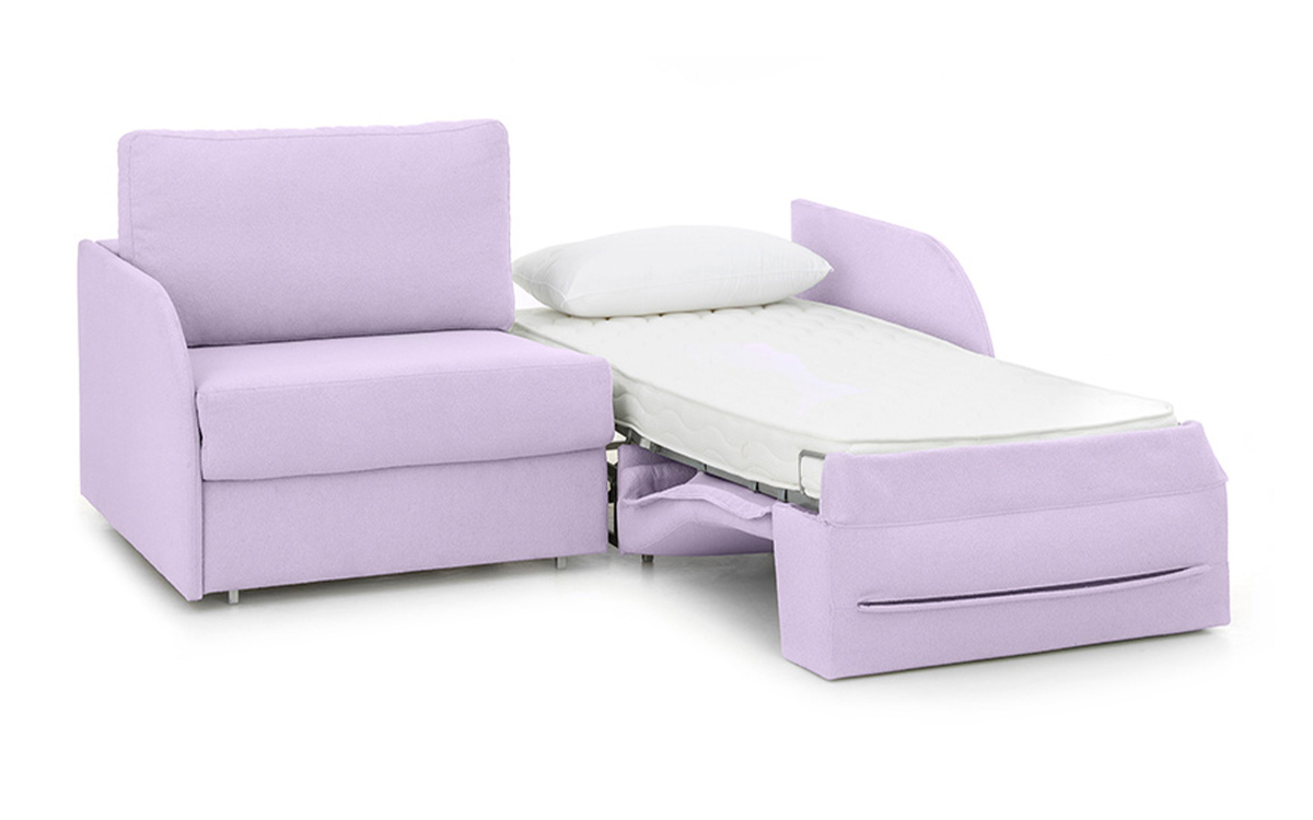 Sofá cama gemelas con apertura independiente, diseño compacto y estructura reforzada, ideal para espacios pequeños. Diseño abierto.