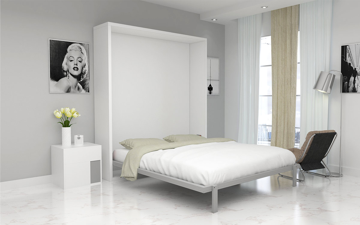 cama abatible lacada integrada con estilo en salón_abierto