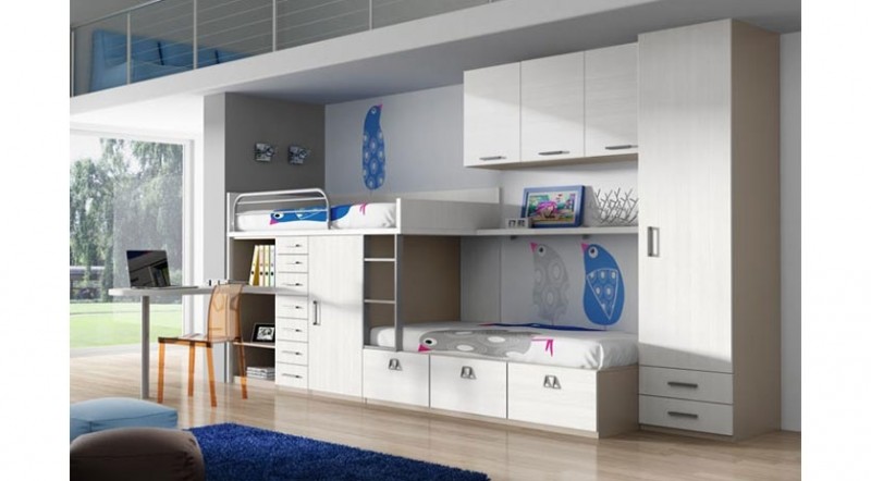 habitación juvenil cama con cajones